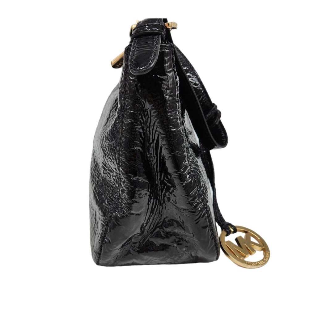 Michael Kors Shiny Black Shoulder Bag Handbag Purse Dressy Designer - Picture 7 of 10